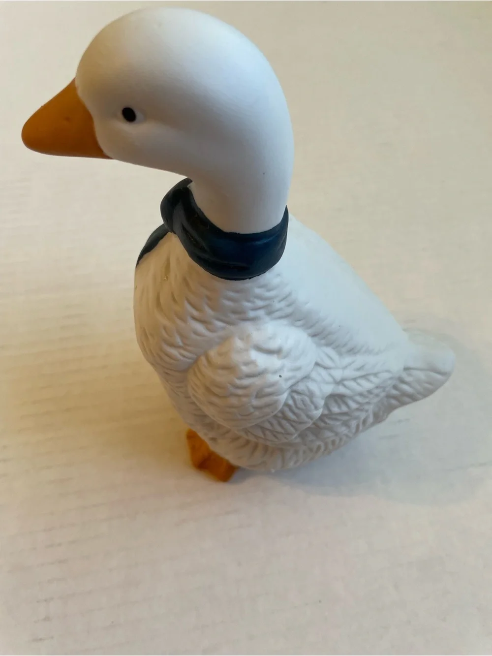 Vintage ceramic goose with blue bow 90s decor aesthetic